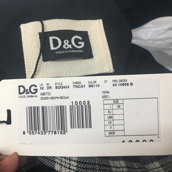 NWT DOLCE & GABBANA Black White Plaid Tartan Dress - Picture 3 of 9